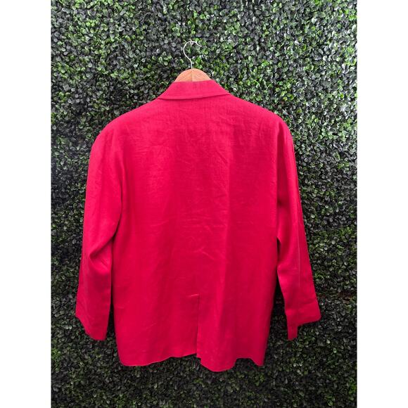 ADAM DOUGLASS Red Vintage Linen Blazer Patriotic My Country Flag Size L - Picture 8 of 8